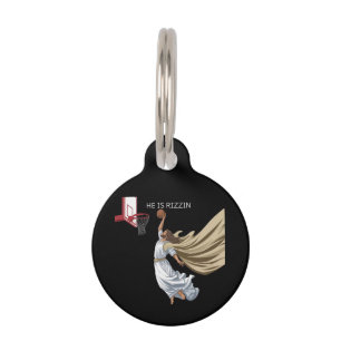 He Is Rizzin Funny Jesus Playing Basketball Retro Pet Tag