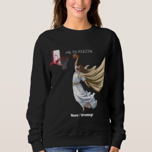 He Is Rizzin Funny Jesus Playing Basketball Retro Sweatshirt