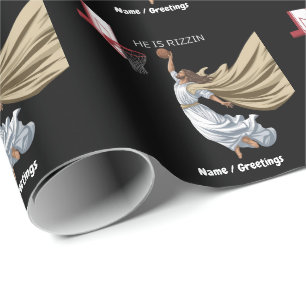 He Is Rizzin Funny Jesus Playing Basketball Retro  Wrapping Paper