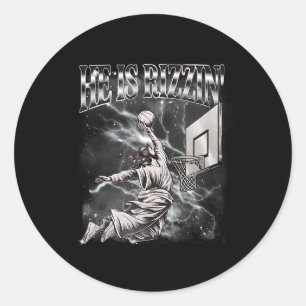 He Is Rizzin Funny Jesus Sketll Easter Christian M Classic Round Sticker