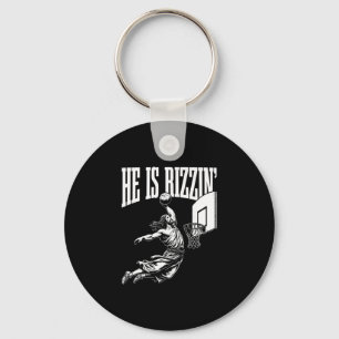 He Is Rizzin Funny Jesus Sketll Meme Easter Christ Key Ring