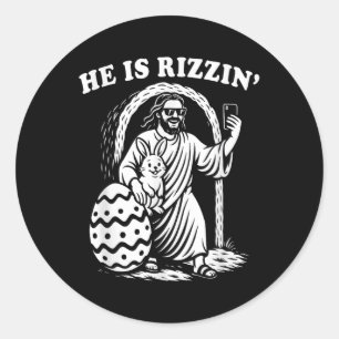 He Is Rizzin Funny Rizz Easter Christian Easter  Classic Round Sticker