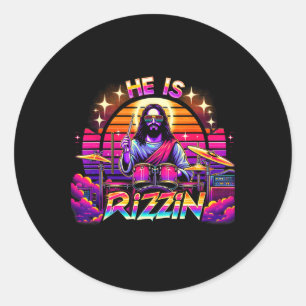 He Is Rizzin' Happy Easter Day Funny Christian Nd Classic Round Sticker