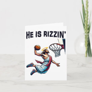 He Is Rizzin Jesus Basketball Easter For Kids Men  Card
