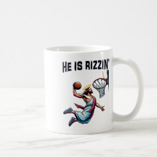 He Is Rizzin Jesus Basketball Easter For Kids Men Coffee Mug