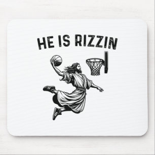 He Is Rizzin Jesus Bysketbyll Christian Religious Mouse Pad