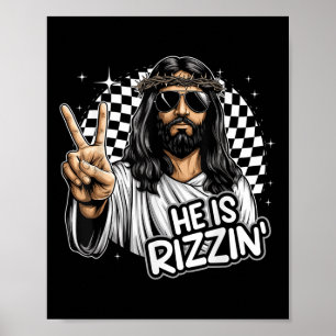 He Is Rizzin Jesus Christian Funny Happy Easter Hu Poster