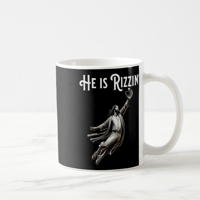 He Is Rizzin Jesus Playing Baseball Fun Sports Riz Coffee Mug (Right)