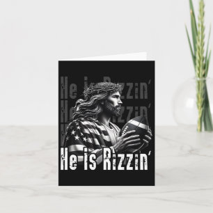 He Is Rizzin Jesus Playing Footbyll Funny Sports C Card