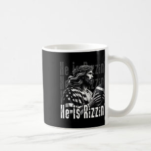 He Is Rizzin Jesus Playing Footbyll Funny Sports C Coffee Mug