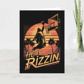 He Is Rizzin Jesus Playing Sketll Funny Retro Chri Card