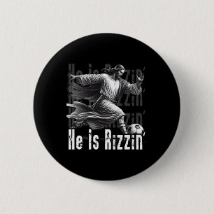 He Is Rizzin Jesus Playing Soccer Funny Sport Chri 6 Cm Round Badge