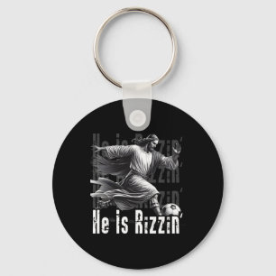He Is Rizzin Jesus Playing Soccer Funny Sport Chri Key Ring
