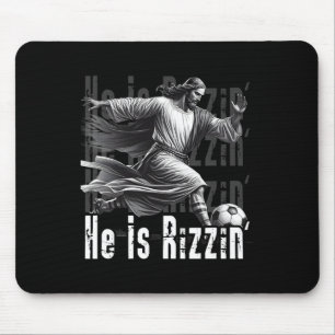 He Is Rizzin Jesus Playing Soccer Funny Sport Chri Mouse Pad