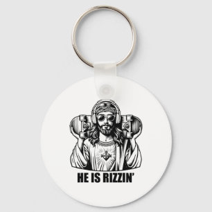 He Is Rizzin Jesus Skateboard Easter Religious Ris Key Ring