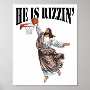 He Is Rizzin Jesus Sketll Christian Easter Jesus F Poster
