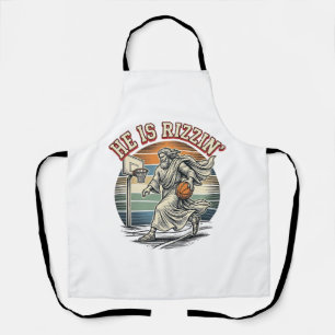 He Is Rizzin Vintage Basketball Religious Shirt De Apron