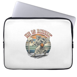 He Is Rizzin Vintage Basketball Religious Shirt De Laptop Sleeve
