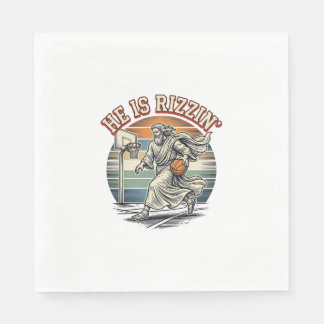 He Is Rizzin Vintage Basketball Religious Shirt De Napkin