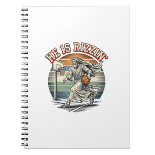 He Is Rizzin Vintage Basketball Religious Shirt De Notebook