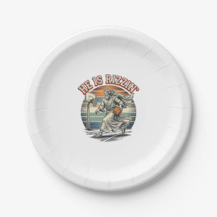 He Is Rizzin Vintage Basketball Religious Shirt De Paper Plate
