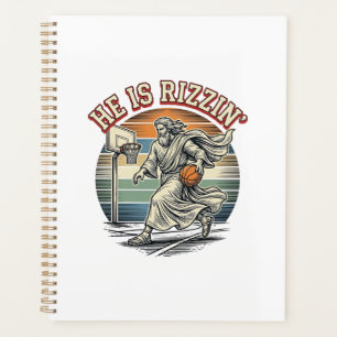 He Is Rizzin Vintage Basketball Religious Shirt De Planner