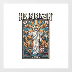 He Is Rizzin Vintage Easter Stained Glass Shirt De