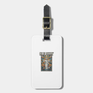 He Is Rizzin Vintage Easter Stained Glass Shirt De Luggage Tag