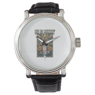 He Is Rizzin Vintage Easter Stained Glass Shirt De Watch