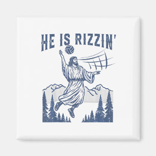 He Is Rizzin Volleybyll Jesus Happy Easter Funny C Magnet
