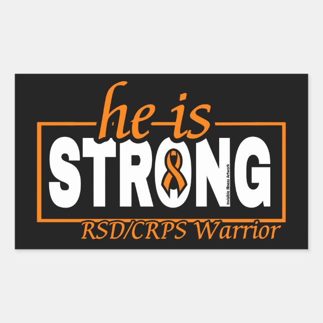 HE IS STRONG...RSD/CRPS RECTANGULAR STICKER (Front)