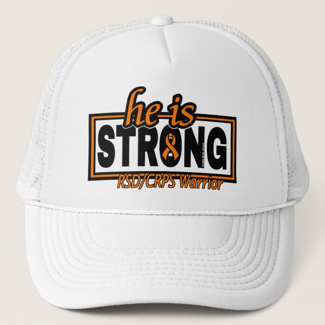 HE IS STRONG...RSD/CRPS TRUCKER HAT (Front)