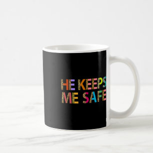 He Keeps Me Safe Wolf For Lovers Girlfriend Wife V Coffee Mug