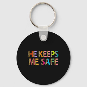 He Keeps Me Safe Wolf For Lovers Girlfriend Wife V Key Ring