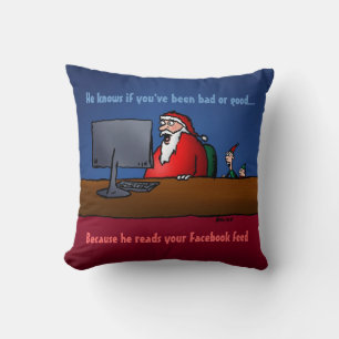 He Knows- Funny Santa Social Media Cushion