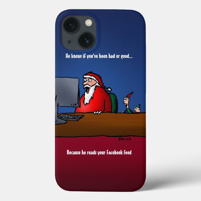 He Knows If You've Been Bad Funny Santa Case-Mate iPhone Case (Back)