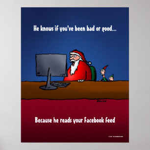 He Knows If You've Been Bad Funny Santa Poster