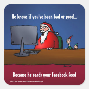 He Knows If You've Been Bad Funny Santa Square Sticker