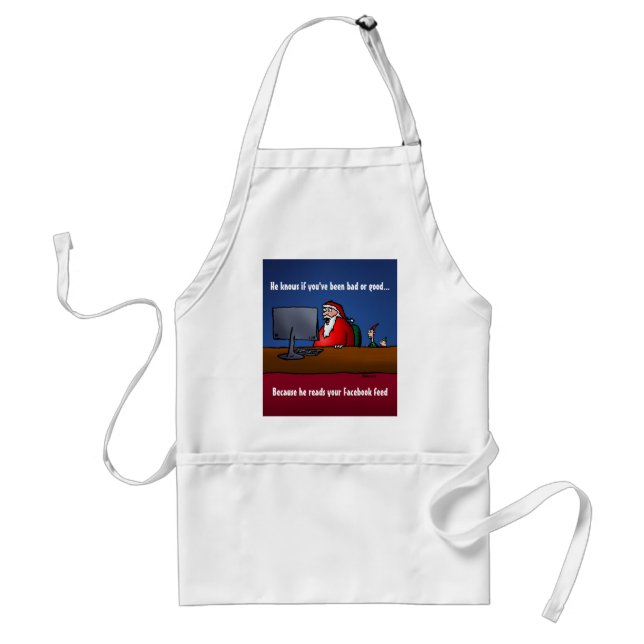 He Knows If You've Been Bad Funny Santa Standard Apron (Front)