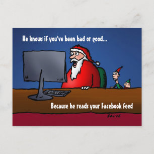 He Knows If You've Been Bad Santa Postcards