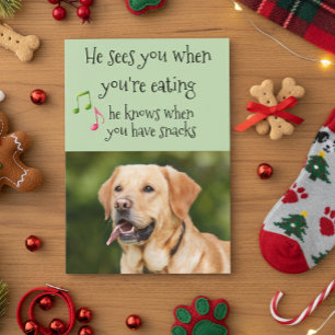 He knows When you Have Snacks From Dog Christmas Card