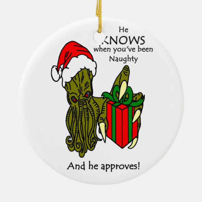 He Knows When You've Been Naughty Ornament (Back)