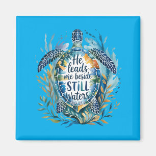 He Leads Beside Waters Sea Turtle Psalm 23_2 Art Magnet