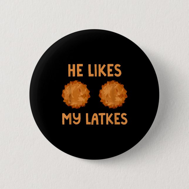 He Likes My Latkes Hanukkah Couple Matching Jewish 6 Cm Round Badge (Front)