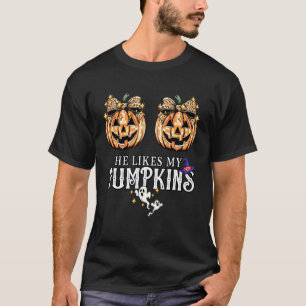 He Likes My Pumpkins I Love His Magic Wand Couples T-Shirt
