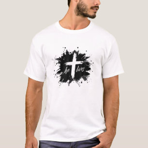He Lives Cross Jesus Religious Easter Day Christia T-Shirt