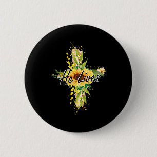 He Lives Easter Religious Christian Faith Design 6 Cm Round Badge