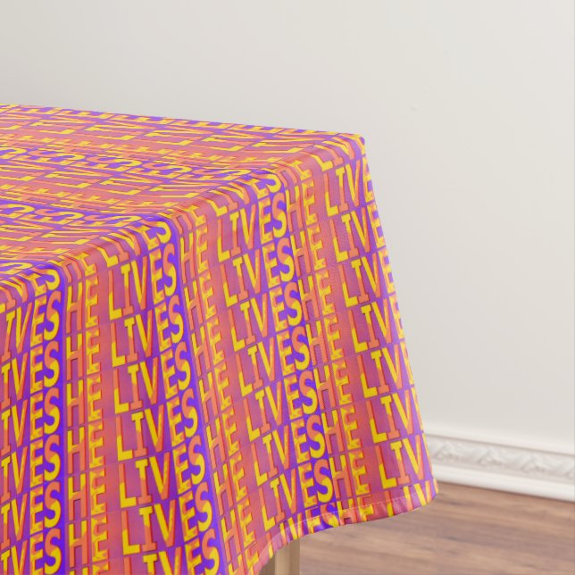 He Lives Tablecloth (In Situ)