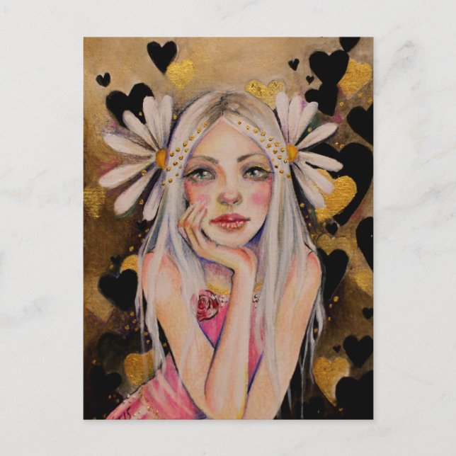 He Loves Me, He Loves Me Not Original Painting, Postcard (Front)