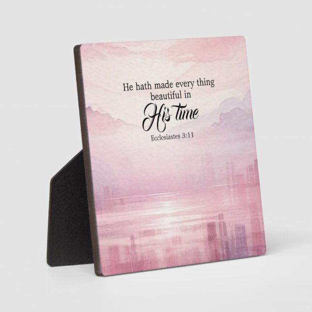 "He Made Everything Beautiful" Watercolor Sunset Plaque (Front)